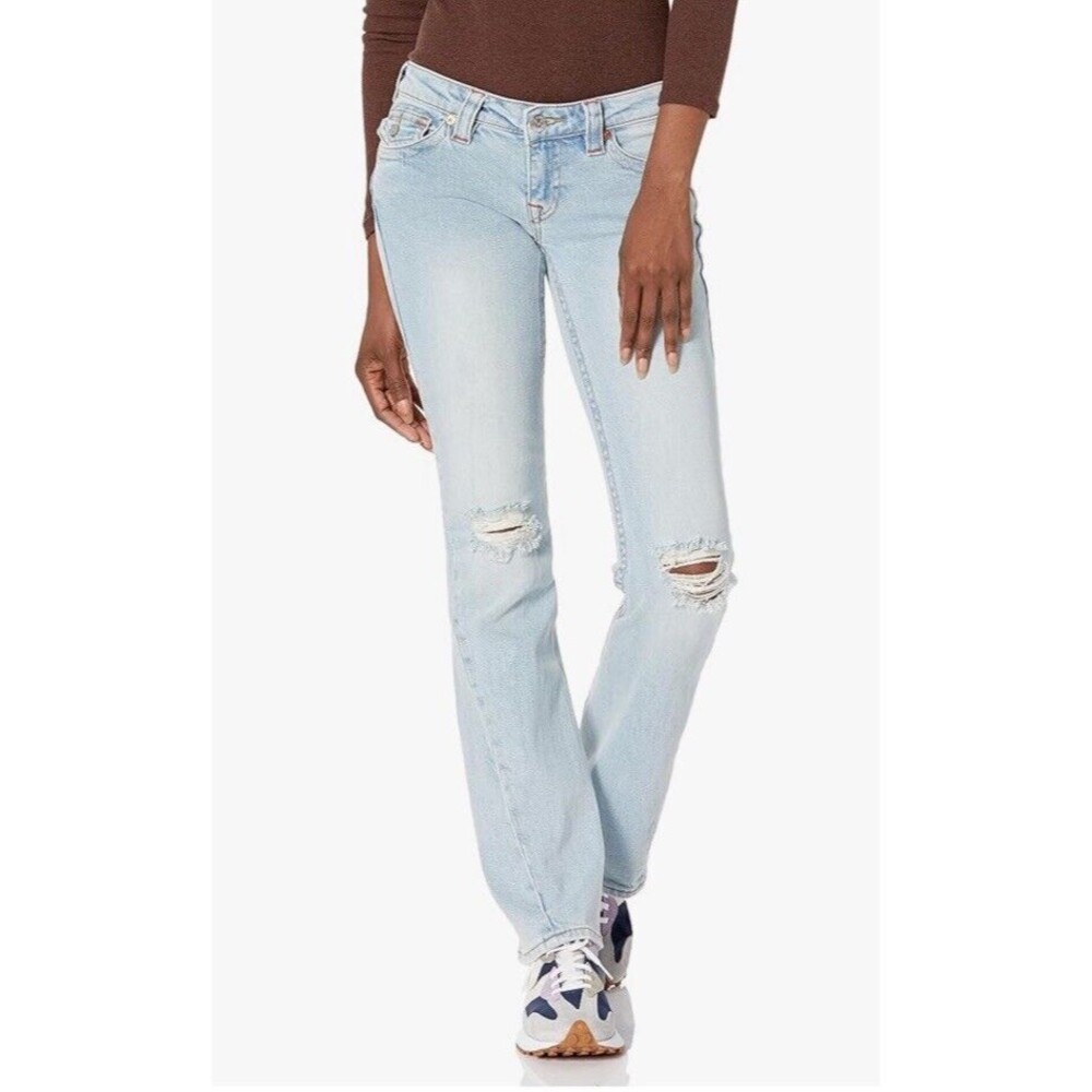 True Religion Women's Joey Low Rise Flare Ombré Zigzag Measures 32" Labeled 29"